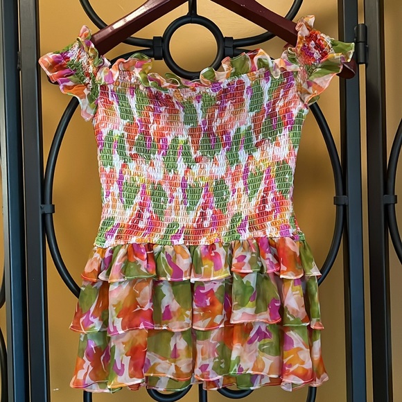 CAROLINE CONSTAS Hydra Floral Off-the-Shoulder Ruffle Top - Picture 5 of 9